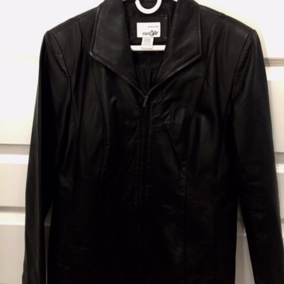 Leather Jacket - Black - East5th - Medium - Petite - Picture 2 of 3